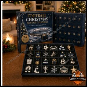 Football Christmas Advent Calendar 2026 - front packaging and open numbered compartments