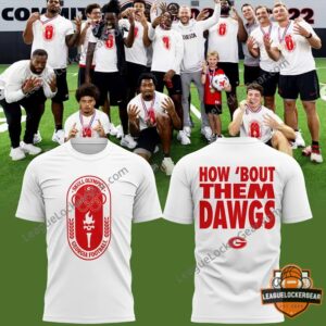 Georgia Bulldogs Skull Olympics How 'Bout Them Dawgs Football T-Shirt - front and back views