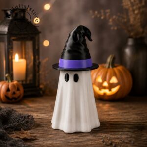 Ghost Spooky Halloween Can Cooler Beverage Holder 2026 - close-up front view with framed ghost picture