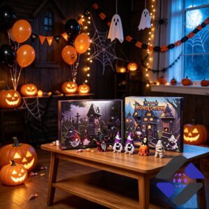 Halloween Gnomes 31 Surprises Advent Calendar - close-up of right side with '31 Days of Fun' label