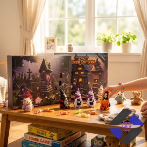 Halloween Gnomes 31 Surprises Advent Calendar - close-up of gnomes and 'Perfect Countdown' text