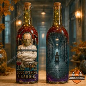 Hannibal Lecter Good Evening Clarice Horror Movie Bottle Lamp - front and back view of two bottles