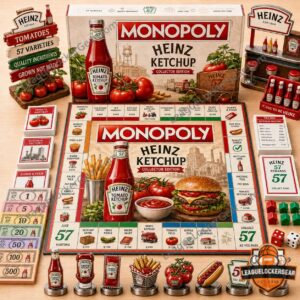 Heinz Ketchup Monopoly Board Game - full game setup with pieces and box