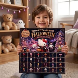 Hello Kitty and Friends Halloween 2026 Advent Calendar - close-up of the top left box and figures