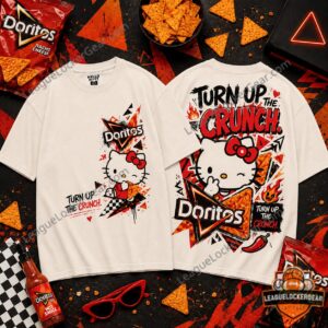 Hello Kitty Doritos Turn Up The Crunch T-Shirt - full product display with snacks and accessories