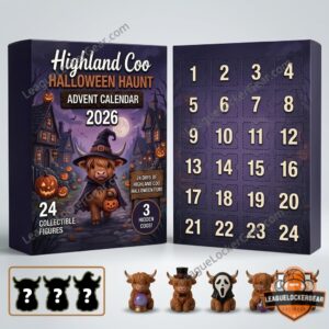 Highland Coo Halloween Haunt 2026 Spooky Figures Advent Calendar - close-up of box art