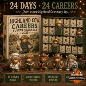 Highland Cow 2026 Careers Advent Calendar - military-themed Highland cow figures