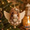 Horse Crochet Angel Christmas Crochet Ornament - front view with hanging loop and gold bell