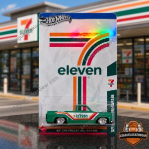 Hot Wheels 7-Eleven '83 Chevrolet Silverado Silver Series Die-cast Car - full view in packaging