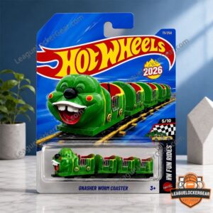 Hot Wheels HW Fun Rides 2026 Gnasher Worm Coaster Die-cast Car - close-up of the Hot Wheels logo on packaging