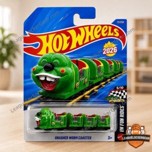 Hot Wheels HW Fun Rides 2026 Gnasher Worm Coaster Die-cast Car - full product in blister packaging