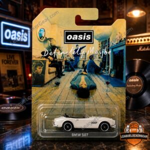 Hot Wheels Oasis Definitely Maybe BMW 507 Collectible Car - full front view in blister packaging