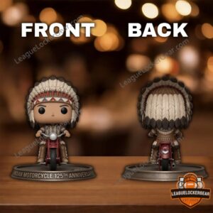 Indian Motorcycle 125th Anniversary Vintage Chief with Rider Funko Pop Vinyl Figure - close-up of figure head