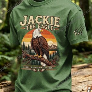 Jackie the Eagle Fly Free T-shirt - full front view