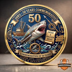 Jaws 50 Years Commemorative 1975-2025 Coin - full front view