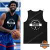 Joel Embiid Philadelphia 76ers Nike Logo Tank Top Shirt - worn by player and flat lay view