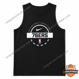 Joel Embiid Philadelphia 76ers Nike Logo Tank Top Shirt - player smiling wearing the tank top