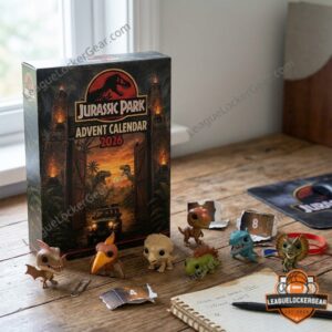 Jurassic Park 2026 Advent Calendar with Dinosaur Ornaments - close up of hanging figures