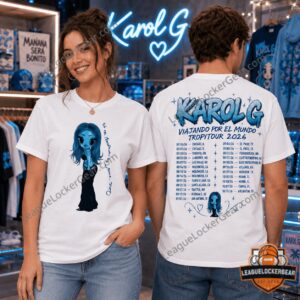 Karol G Tropitour World Tour 2026 3D T-Shirt - front and back views on models
