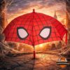 Kirsten Dunst Spider-Man Brand New Day Umbrella - full open view with city sunset background