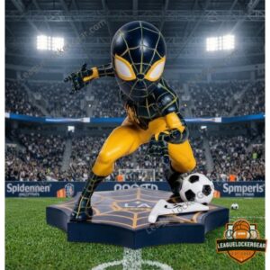 LA Galaxy Spider-Man Marvel Night Bobblehead Figure - close-up of upper body and head
