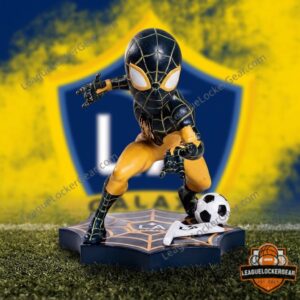 LA Galaxy Spider-Man Marvel Night Bobblehead Figure - front view on soccer field