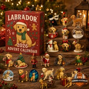 Labrador 2026 Christmas Advent Calendar with Ornaments - full product display