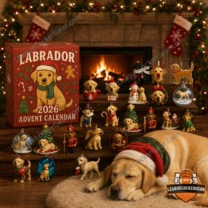 Labrador 2026 Christmas Advent Calendar with Ornaments - detailed view of multiple dog ornaments