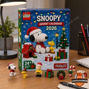 LEGO Snoopy Advent Calendar 2026 - close-up of mini-builds 9-16 and accessories 17-23