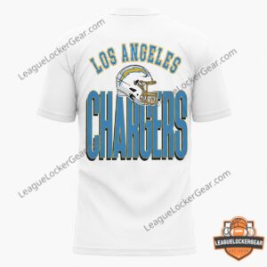 Los Angeles Chargers Everyone Watches T-Shirt - back close-up with man in long-sleeve
