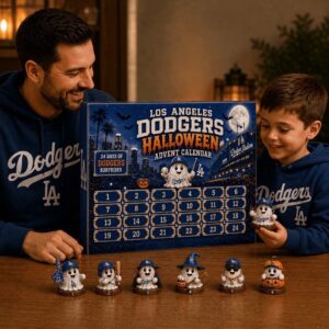 Los Angeles Dodgers Halloween 2026 Advent Calendar - top section of box and top row of figurines