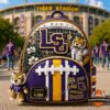 Louisiana State University Tigers Tiger Stadium Death Valley Backpack - front view with stadium background