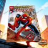Marvel Spider-Man Brand New Day Comic Cover Blanket - full view displayed outdoors