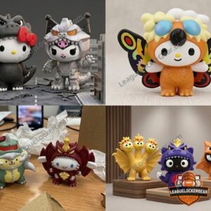 Hello Kitty and Friends Funko Pop figures - Hello Kitty as Godzilla and Keroppi as King Ghidorah