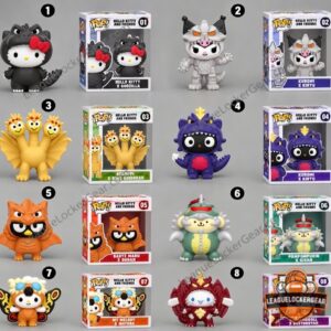 McDonald's Hello Kitty and Friends x Godzilla Resin Funko Pop Collection - full set display with boxes