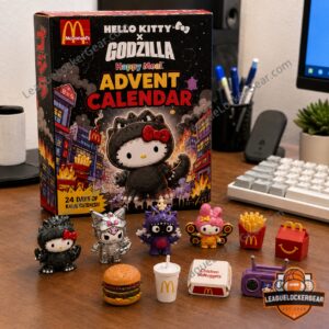 McDonald's Hello Kitty x Godzilla Happy Meal Advent Calendar - full display of all twenty-four items