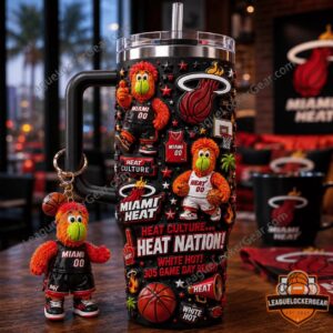 Miami Heat Heat Culture Heat Nation Tumbler Plush Toy with matching mascot keychain