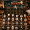 Miami Hurricanes Halloween 2026 Advent Calendar with 24 ghost figurines displayed on a wooden stand