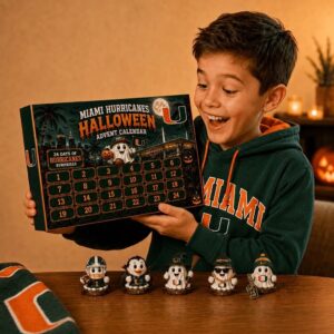 Miami Hurricanes Halloween 2026 Advent Calendar box showing numbers 1-12 and right side elements