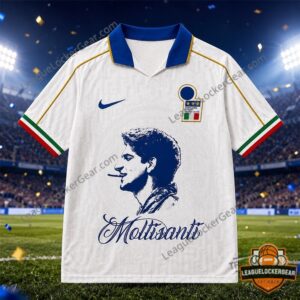 Michael Imperioli Christopher Moltisanti Italia Football Jersey - close-up on collar and Italian crest