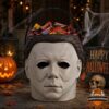 Michael Myers Spooky Trick or Treat Decor Halloween Candy Bucket 2026 - front view filled with candy