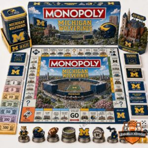 Michigan Wolverines Monopoly Board Game - full set with box and game pieces