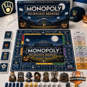 Milwaukee Brewers Halloween American Family Field Monopoly Board Game - full set with game pieces, box, and