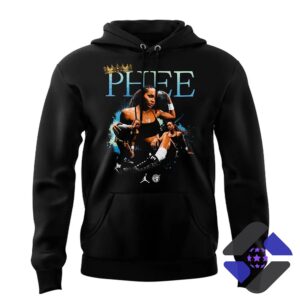 Minnesota Lynx Napheesa Collier Queen of the Court Hoodie - front view on players and closeup mockup