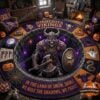 Minnesota Vikings 2026 Halloween Quilted Round Rug - overhead view of the complete design