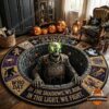 New Orleans Saints Halloween Quilted Round Rug - full view in a living room setting
