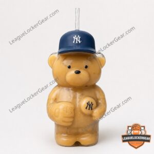 New York Yankees Bear Shaped Glass Tumbler with Cap 2026 - close-up of cap and stadium