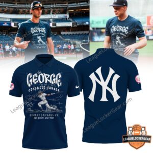 New York Yankees George Of The Concrete Jungle George Lombard Jr. T-Shirt - close-up of white shirt front