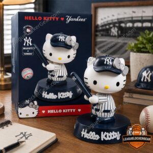 New York Yankees Hello Kitty Bobblehead Figure - close-up with box top