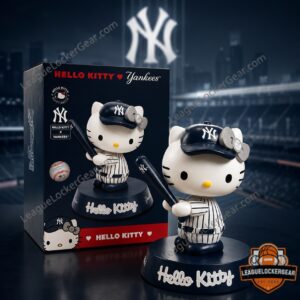 New York Yankees Hello Kitty Bobblehead Figure - full view with collector box